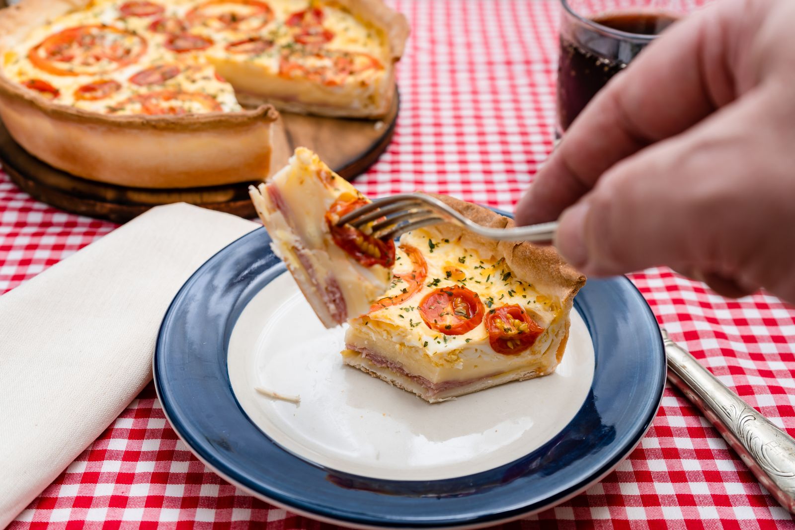 A slice of pie served at the table